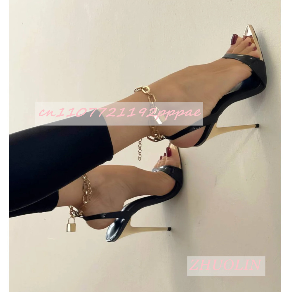 Kids Shoes Women - Damskie metalowe szpilki z ostrym czarnym