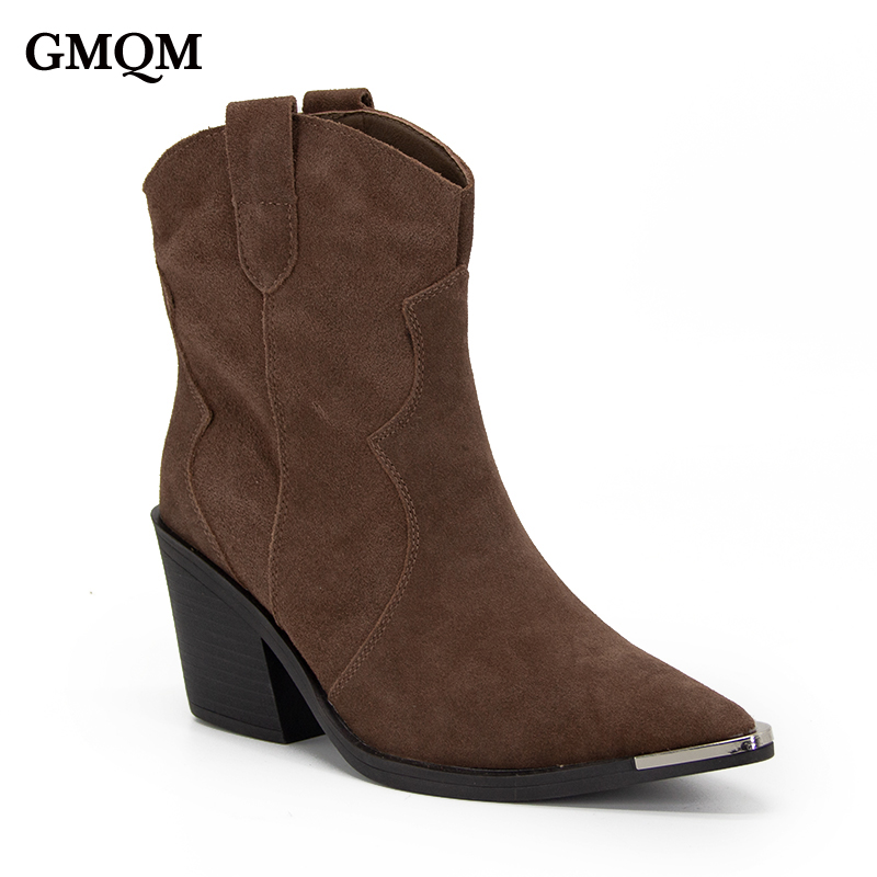 Western Cowgirl Boot - Botki damskie GMQM 2025, wygodne, brązowe,