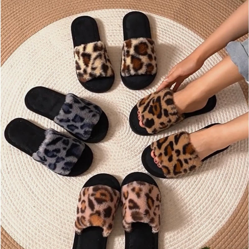 Women'S Shoes For Fall - Ciepłe, puszyste, futrzane kapcie damskie w