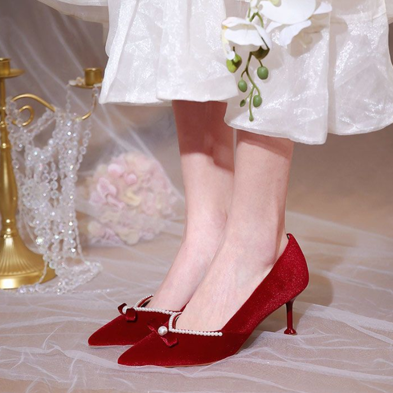 Czerwone szpilki damskie z per – Women Shoes Quick Delivery recenzja i cena