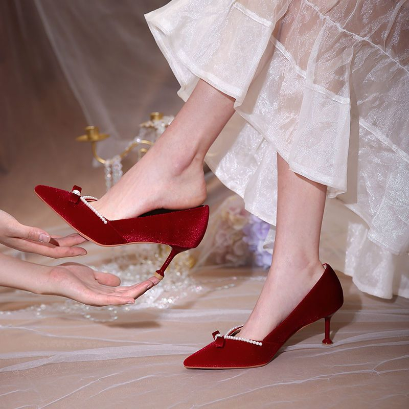 Czerwone szpilki damskie z per – Women Shoes Quick Delivery recenzja i cena